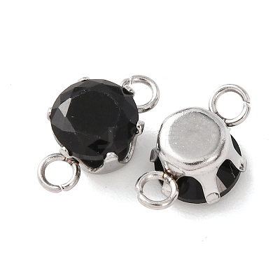 304 Stainless Steel Micro Pave Cubic Zirconia Connector Charms X-STAS-H240-50P-11-1