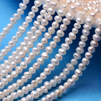 Potato Natural Cultured Freshwater Pearl Beads Strands X-PEAR-E007-3.5-4mm-1