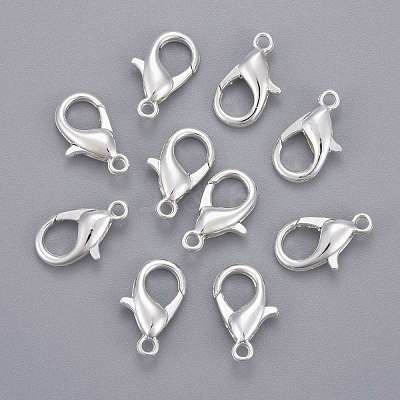 Silver Color Plated Alloy Lobster Claw Clasps X-E106-S-1