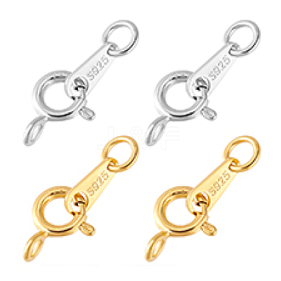 4Pcs 2 Colors 925 Sterling Silver Spring Ring Clasps STER-PH0001-98-1