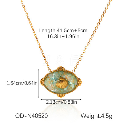 Ocean Natural Shell Resin Pendant 304 Stainless Steel Cable Chain Necklaces for Women WGEB2E9-03-1