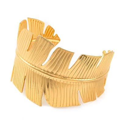 304 Stainless Steel Open Cuff Bangles for Women BJEW-G711-01H-G-1
