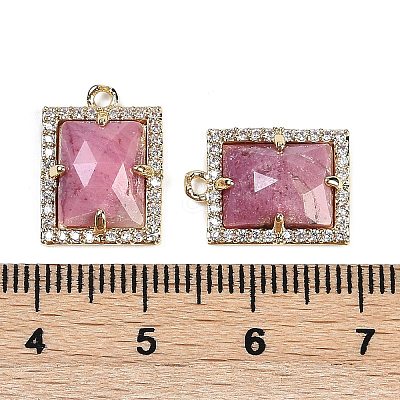Natural Rhodonite Faceted Rectangle Pendants G-I375-05G-03-1