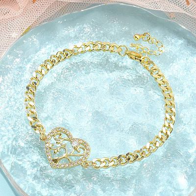 Brass Micro Pave Cubic Zirconia Link Bracelets BJEW-S158-13G-B-1