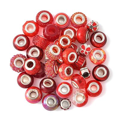 40Pcs 20 Styles Resin & Glass European Beads RPDL-FS0001-03-1