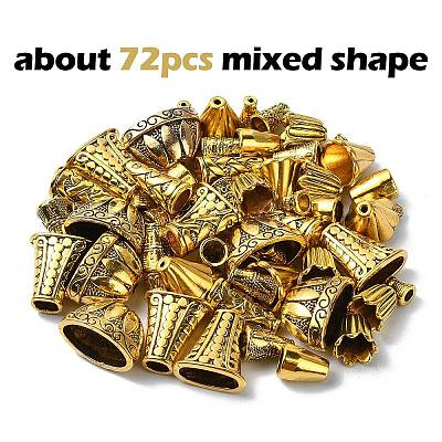 72pcs 10 style Tibetan Style Alloy Bead Cap & Cone TIBE-YW0001-57-1