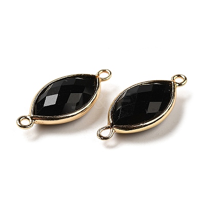 Natural Obsidian Faceted Connector Charms G-K347-03G-18-1