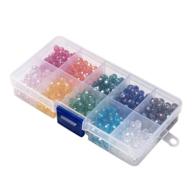 10 Colors Electroplate Glass Beads EGLA-X0006-01B-6mm-1