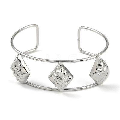 Non-Tarnish 304 Stainless Steel Wide Textured Open Cuff Bangles BJEW-Q348-05P-05-1