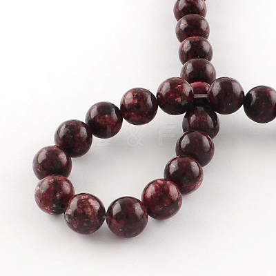 Dyed Natural Sesame Jasper Round Beads Strands X-G-R342-8mm-11-1