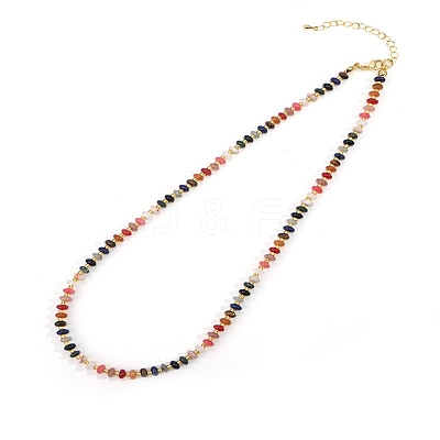 Colorful Natural Mixed Stone Rondelle Beaded Necklaces for Summer Beach Style CL7611-2-1