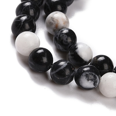Round Natural Zebra Jasper Beads Strands G-R253-6mm-1