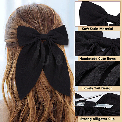 12Pcs 4 Colors Polyester & Iron Alligator Hair Clips PHAR-ME0001-01-1