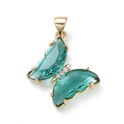 Brass Micro Pave Clear Cubic Zirconia Pendants ZIRC-P079-D01-12-1