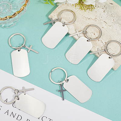 20Pcs 201 Stainless Steel Blank Pendant Keychain KEYC-SC0001-62B-1