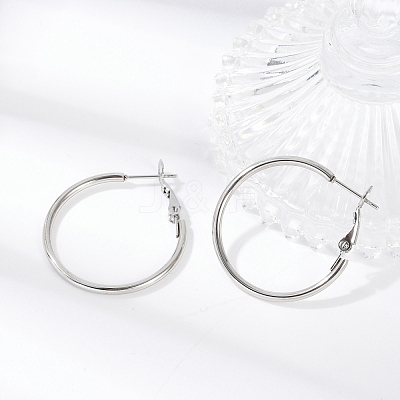 Tarnish Resistant 201 Stainless Steel Hoop Earrings EJEW-F188-24P-A-1