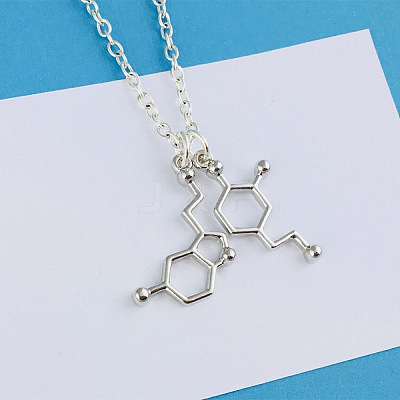 Brass Chemical Symbol Pendant Necklaces for Women FS-WG3AB2F-01-1