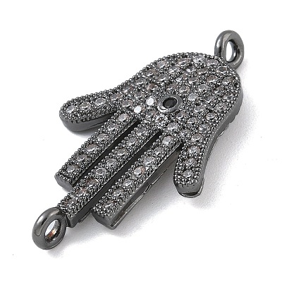 Rack Plating Brass Micro Pave Clear Cubic Zirconia Palm Connector Charms KK-A234-049B-1
