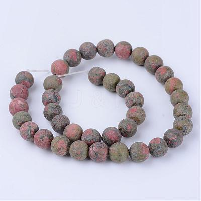 Natural Unakite Beads Strands G-Q462-8mm-16-1