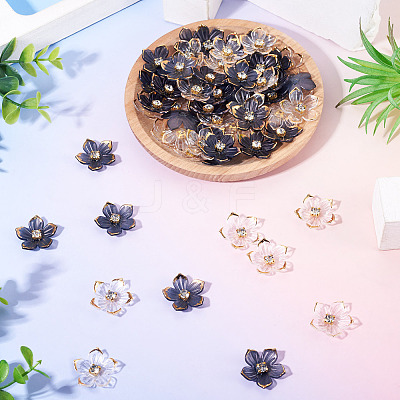 100Pcs 2 Colors Transparent Resin Sakura Flower Bead Caps RESI-TA0005-57-1