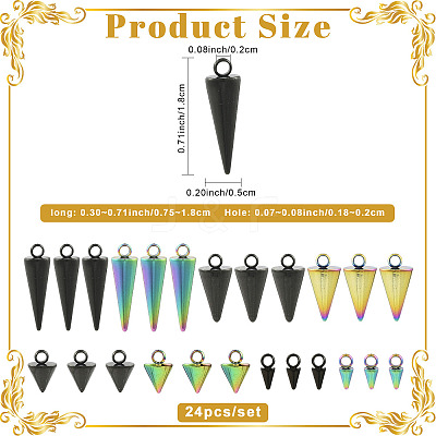 24Pcs 8 Styles 304 Stainless Steel Pendants STAS-FS0002-25A-1