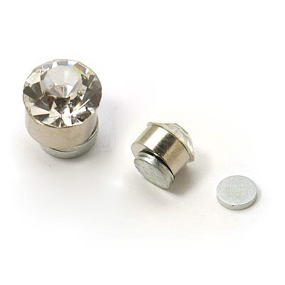 Stainless Steel Magnetic Ear Studs with Rhinestone EJEW-I054A-06-1