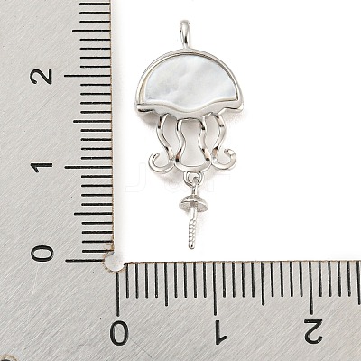Rhodium Plated 925 Sterling Silverr Micro Pave Cubic Zirconia with Sea Shell Peg Bails STER-Q190-11P-1