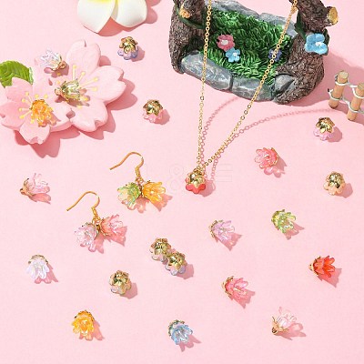 90Pcs 9 Colors Acrylic Pendants OACR-CJ0002-58-1