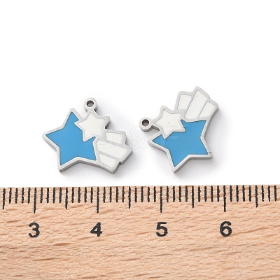 304 Stainless Steel Enamel Charms STAS-M102-20P-01-1
