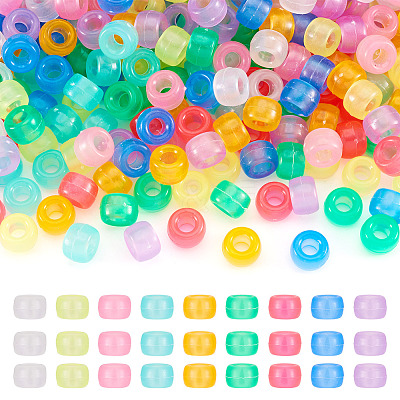 450Pcs 9 Colors Transparent & Luminous Plastic Beads KY-TA0001-35-1