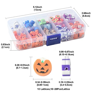 198Pcs 9 Styles Halloween Theme Handmade Polymer Clay Beads CLAY-FS0001-44-1