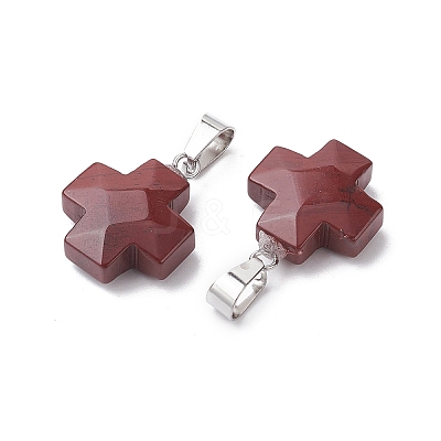 Natural Red Rainbow Jasper Pendants G-K359-02P-09-1