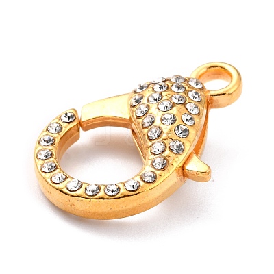 Alloy Rhinestone Lobster Claw Clasps PALLOY-L166-01G-1