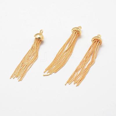 Brass Serpentine Chain Tassel Pendants KK-F718-09G-1