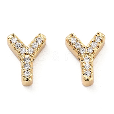 Rack Plating Brass Micro Pave Clear Cubic Zirconia Beads KK-G500-30G-Y-1
