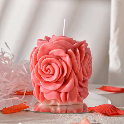 Valentine's Day 3D Rose Pillar DIY Candle Silicone Molds DIY-K064-03A-1