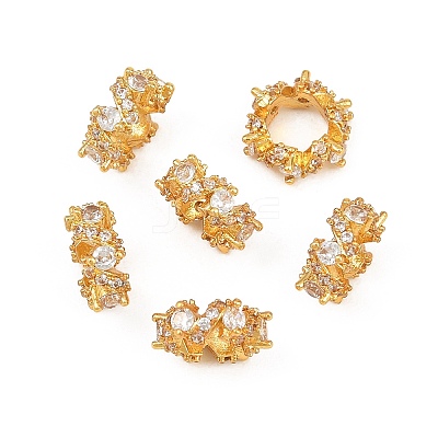 Heartbeat Brass Micro Pave Clear Cubic Zirconia European Beads CU-CBA6A75-22G-1