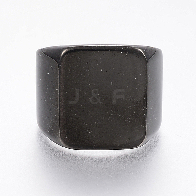 304 Stainless Steel Signet Band Rings for Men RJEW-G091-16-22mm-B-1