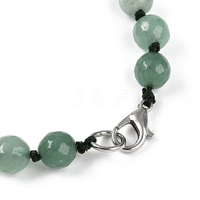 8mm Faceted Round Natural Green Aventurine Beaded Necklaces NJEW-F327-01A-02-1
