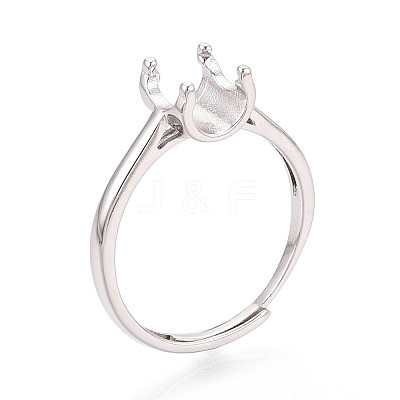 Rhodium Plated 925 Sterling Silver Engagement Solitaire Ring Settings STER-N016-70P-1