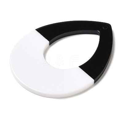 Black and White stitching Acrylic Big Pendants OACR-S143-01B-1