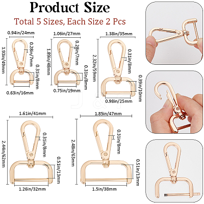10Pcs 5 Styles Alloy Swivel Lobster Claw Clasps FIND-BBC0003-81KCG-1