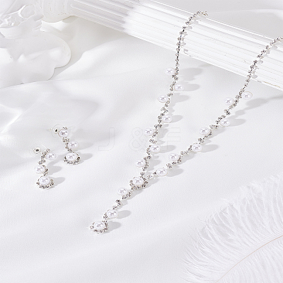 Alloy Rhinestone Necklace & Earring Sets SJEW-LP0001-45-1