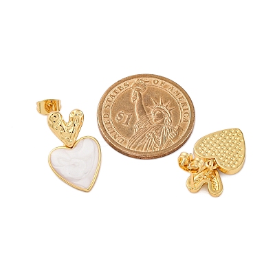 Rack Plating Heart Brass Stud Earrings for Women EJEW-C125-26G-1