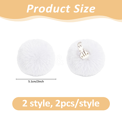 4Pcs 2 Styles Artificial Wool Pompom Ball with Iron Shoe Buckle Clips HJEW-DC00177-1