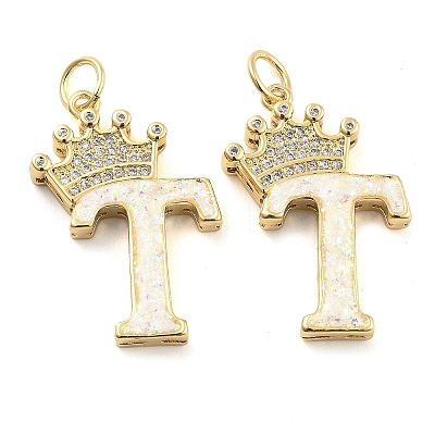 Brass Micro Pave Clear Cubic Zirconia Pendants KK-G498-01T-02-1