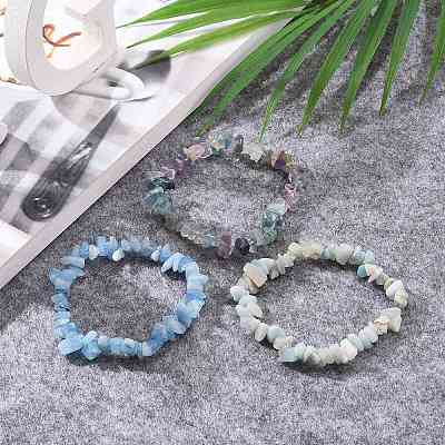 Chips Natural Mixed Stone Stretch Bracelets BJEW-JB05643-1