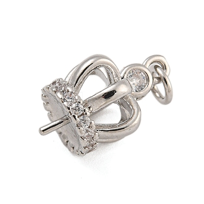 Rack Plating Brass Micro Pave Clear Cubic Zirconia Peg Bails KK-F876-25P-1