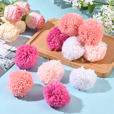 12Pcs 4 Colors Woolen Yarn Pom Pom Ball DIY-SC0031-40-1