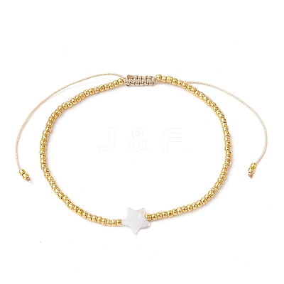 Natural Pearl & Seed Braided Bead Bracelets BJEW-JB09722-03-1
